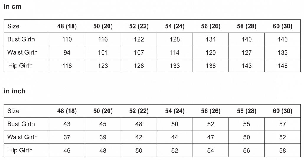 Women Size Chart - GettingLoosey.com